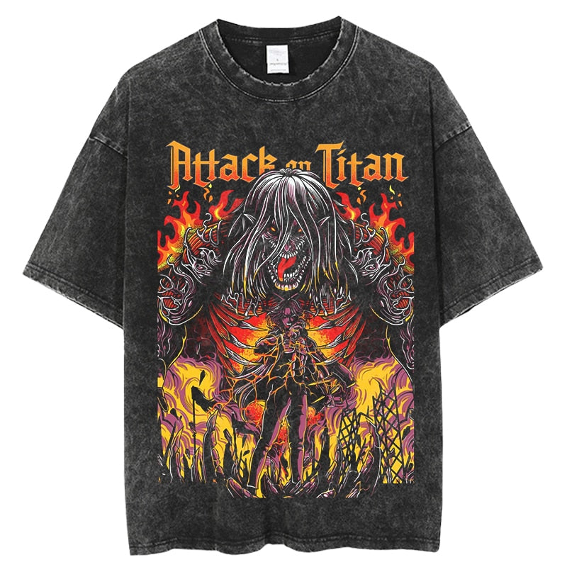 Anime Jujutsu Kaisen Graphic T Shirt Men Harajuku Hip Hop Vintage Washed Tshirts for Men Oversize 100% Cotton Streetwear T-shirt