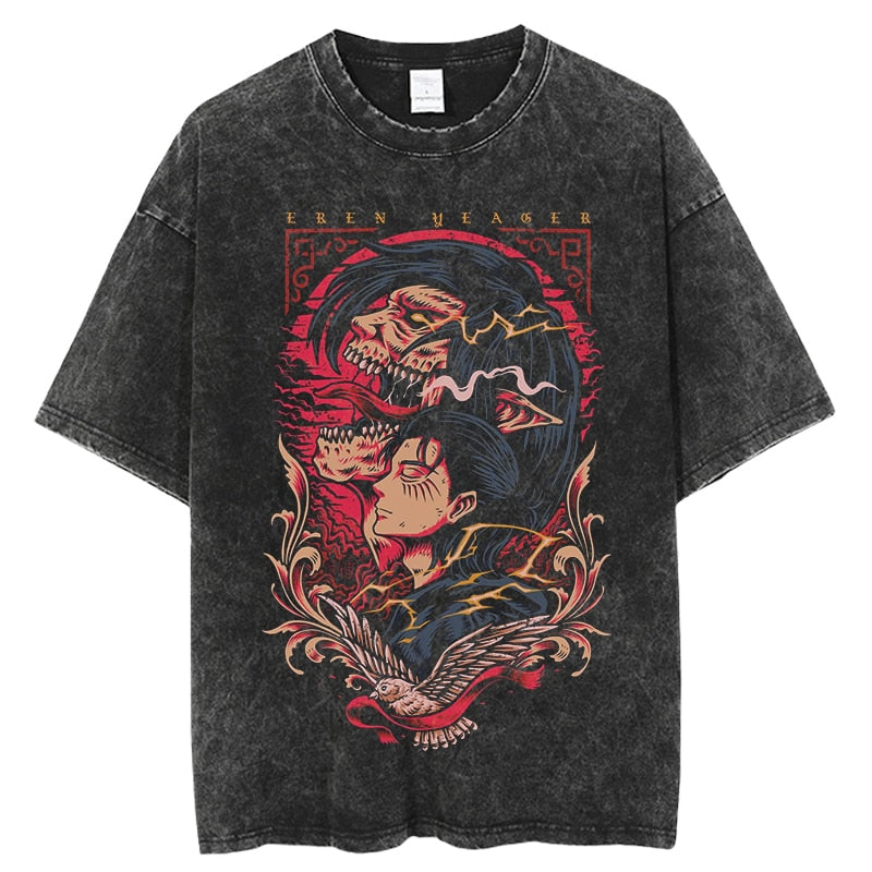 Anime Jujutsu Kaisen Graphic T Shirt Men Harajuku Hip Hop Vintage Washed Tshirts for Men Oversize 100% Cotton Streetwear T-shirt