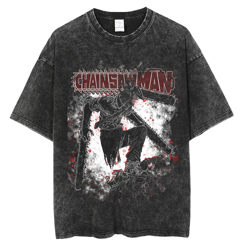 Anime Jujutsu Kaisen Graphic T Shirt Men Harajuku Hip Hop Vintage Washed Tshirts for Men Oversize 100% Cotton Streetwear T-shirt