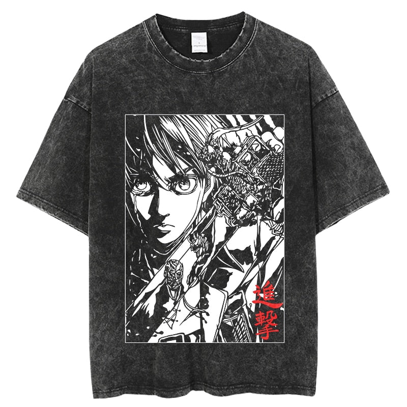 Anime Jujutsu Kaisen Graphic T Shirt Men Harajuku Hip Hop Vintage Washed Tshirts for Men Oversize 100% Cotton Streetwear T-shirt