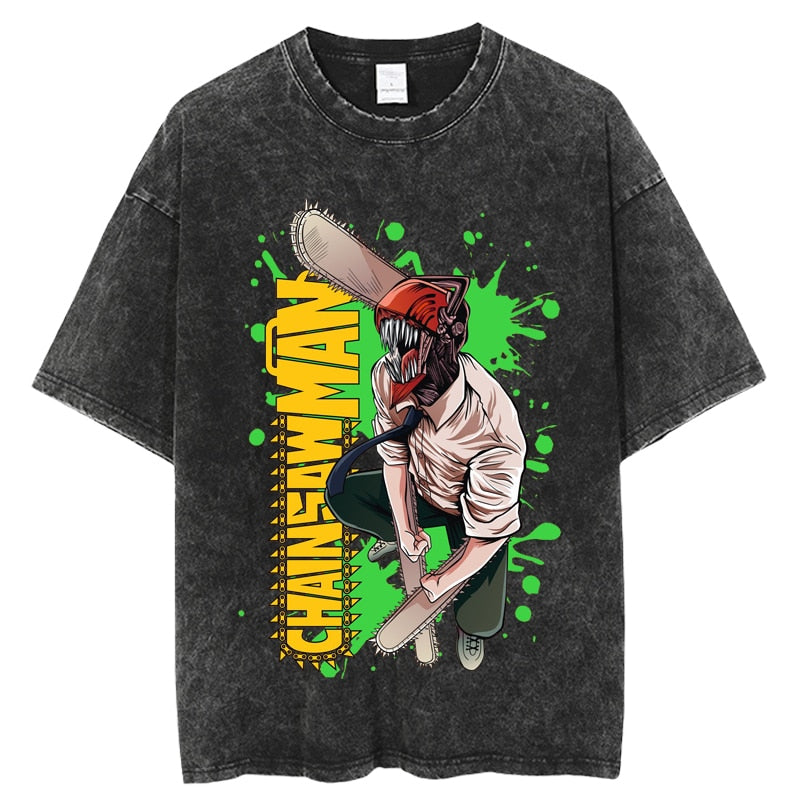 Anime Jujutsu Kaisen Graphic T Shirt Men Harajuku Hip Hop Vintage Washed Tshirts for Men Oversize 100% Cotton Streetwear T-shirt