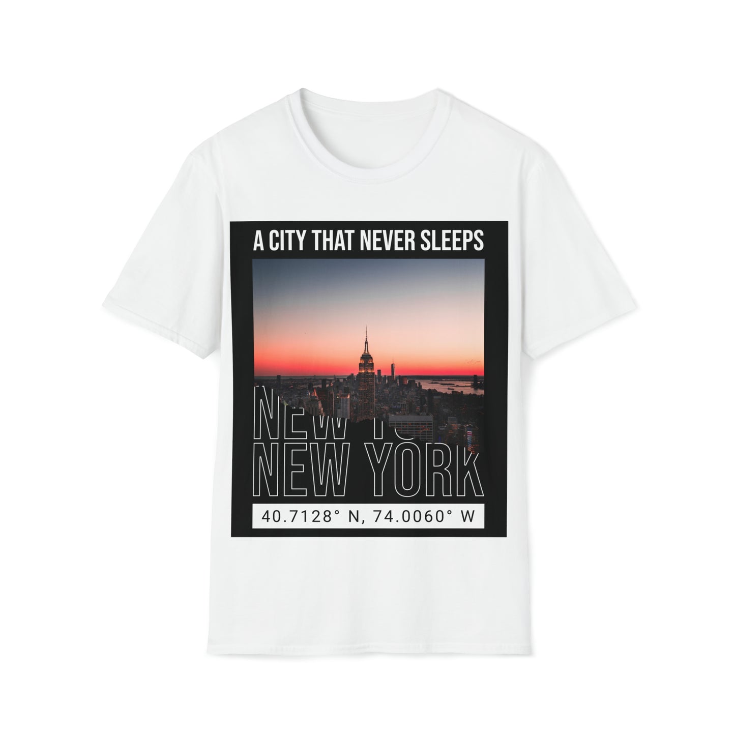 The City That Never Sleeps NY Graphic tshirt Unisex Softstyle T-Shirt