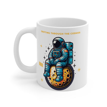 Astronaut Themed 11oz Mug - Drifting Through the Cosmos