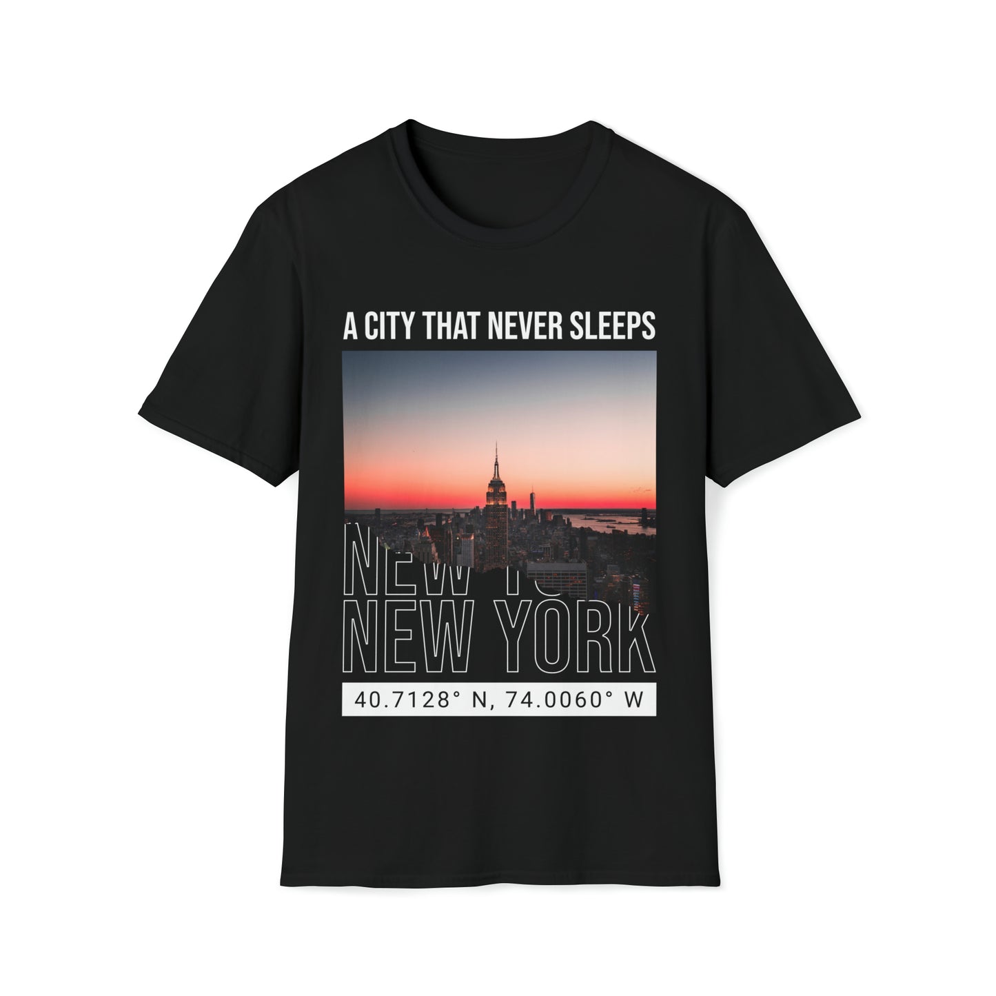 The City That Never Sleeps NY Graphic tshirt Unisex Softstyle T-Shirt