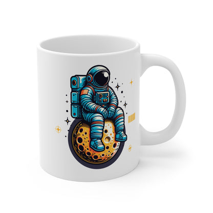 Astronaut Themed 11oz Mug - Drifting Through the Cosmos