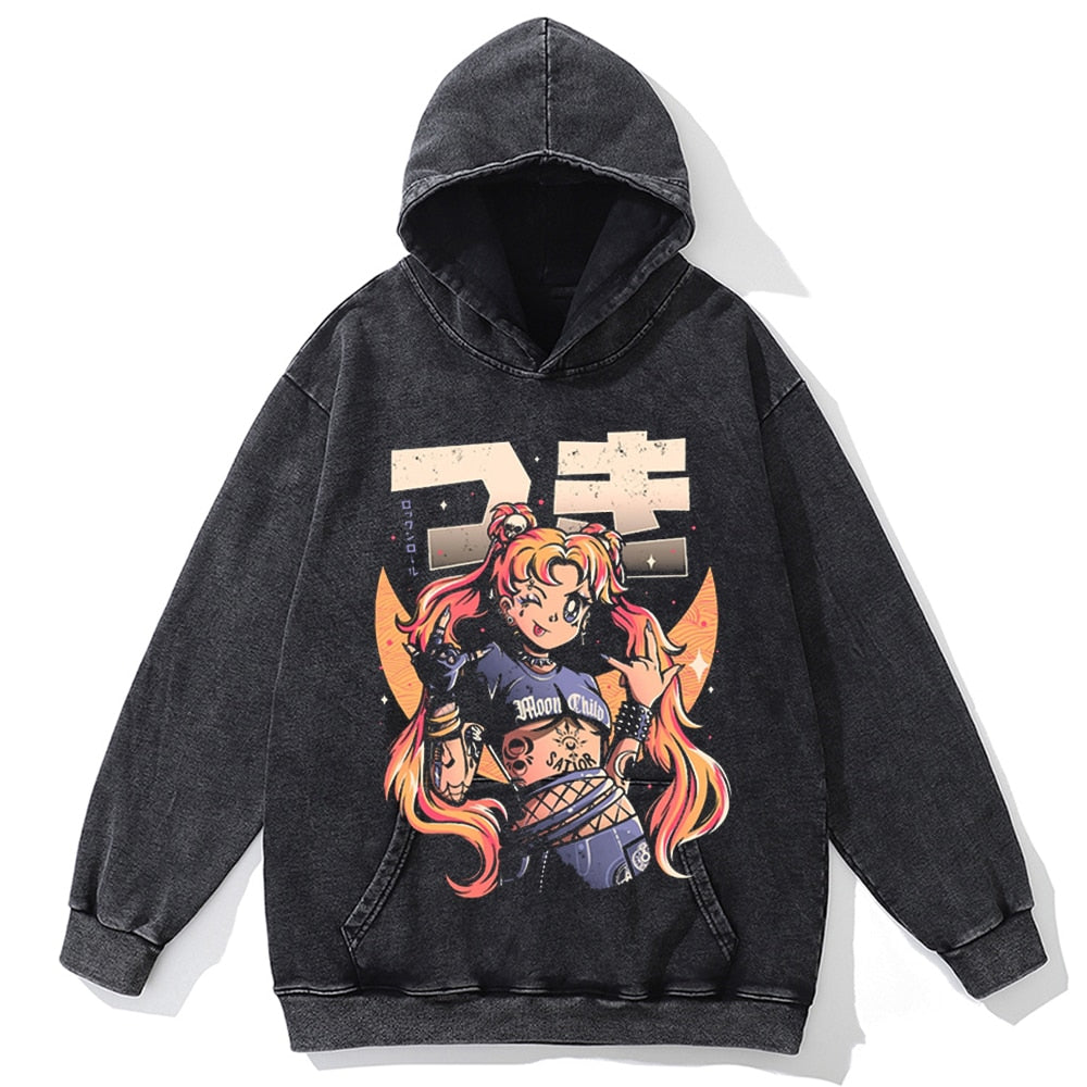 Autumn Fashion Long Sleeve Men Hoody Harajuku Sailor Moon Graphic Hoodies Sweatshirt Oversized Vintage Pullover Anime Hoodie