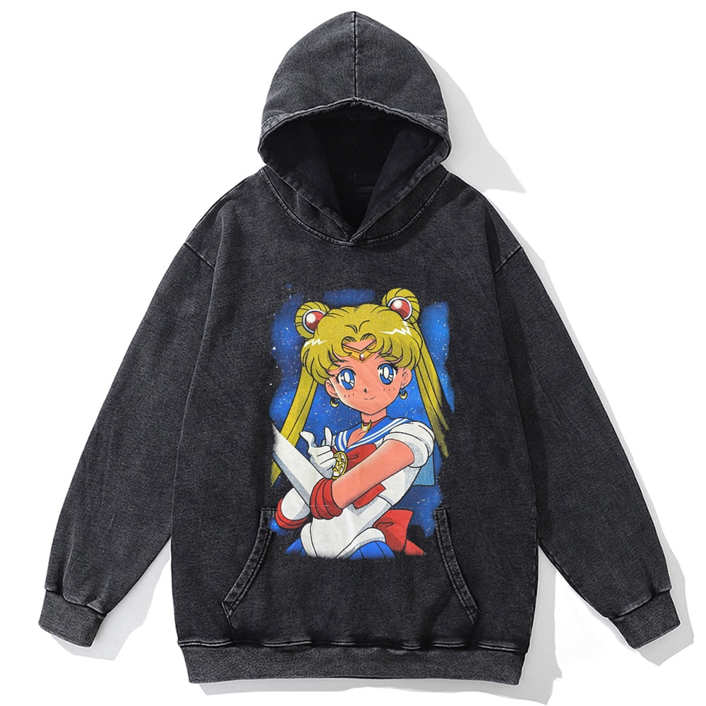 Autumn Fashion Long Sleeve Men Hoody Harajuku Sailor Moon Graphic Hoodies Sweatshirt Oversized Vintage Pullover Anime Hoodie