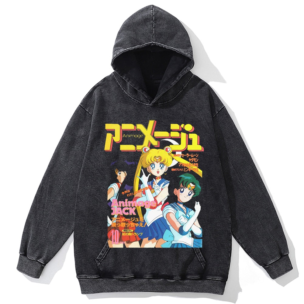 Autumn Fashion Long Sleeve Men Hoody Harajuku Sailor Moon Graphic Hoodies Sweatshirt Oversized Vintage Pullover Anime Hoodie