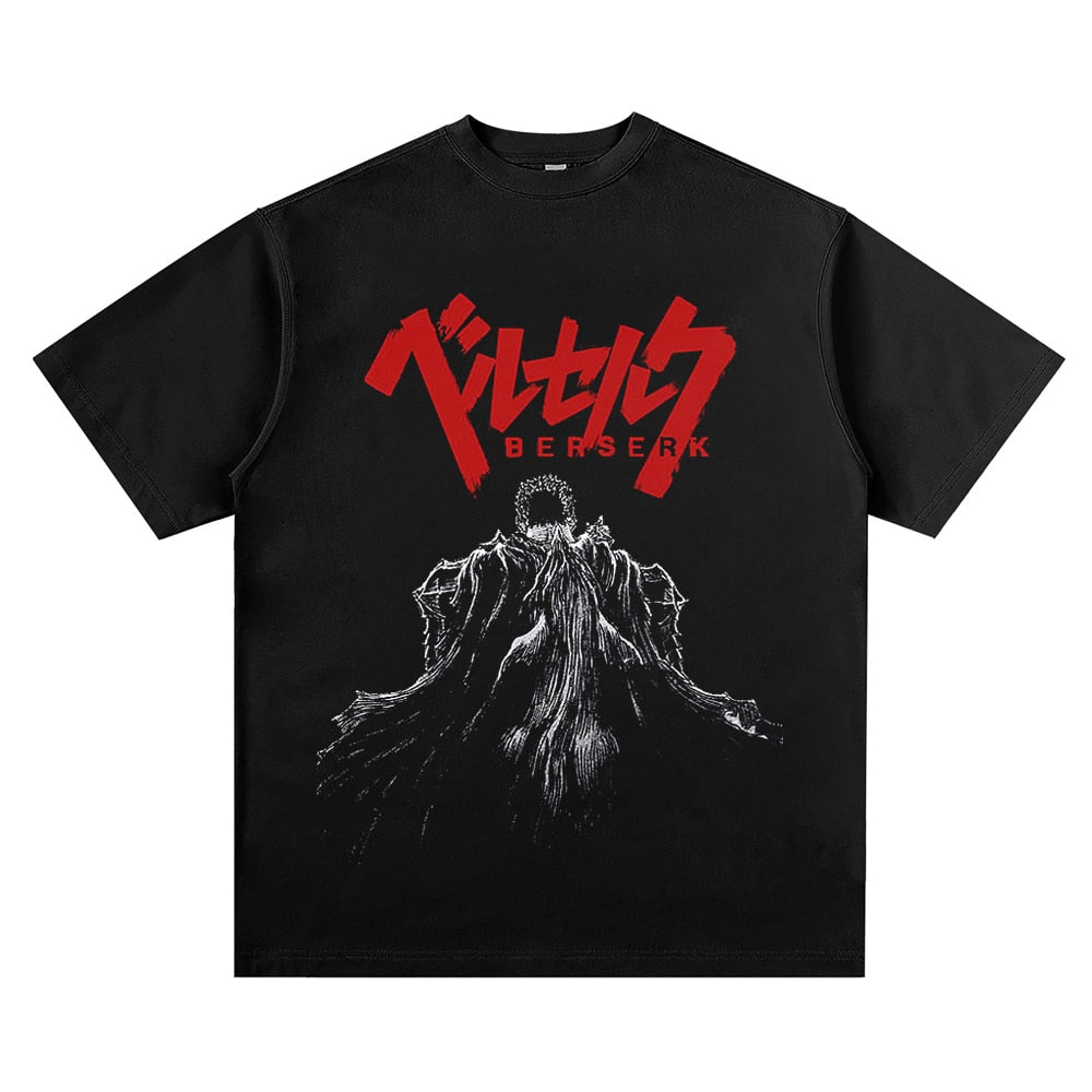 Berserk T-Shirt Men Washed T Shirt Japanese Anime Guts Graphic Tshirt Hip Hop Streetwear Summer Casual Cotton Short Sleeve Tees