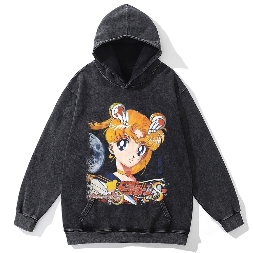 Autumn Fashion Long Sleeve Men Hoody Harajuku Sailor Moon Graphic Hoodies Sweatshirt Oversized Vintage Pullover Anime Hoodie