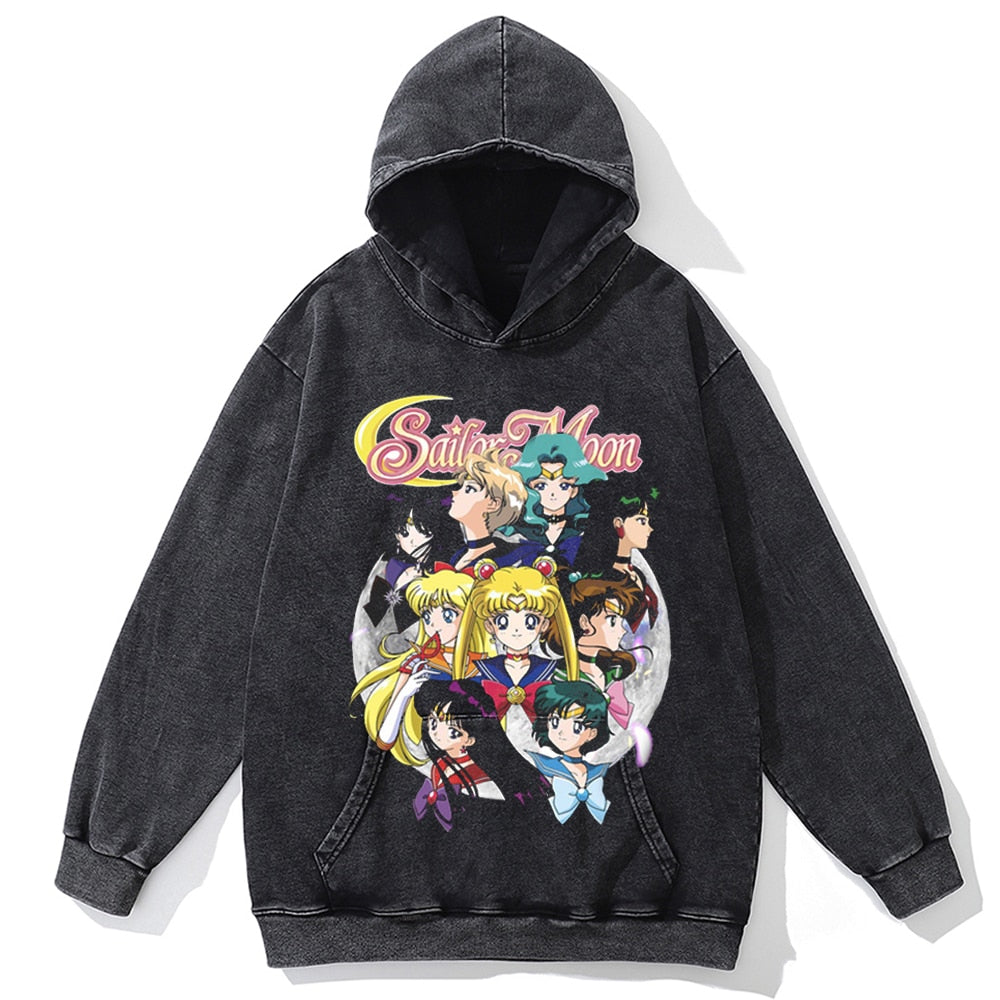 Autumn Fashion Long Sleeve Men Hoody Harajuku Sailor Moon Graphic Hoodies Sweatshirt Oversized Vintage Pullover Anime Hoodie