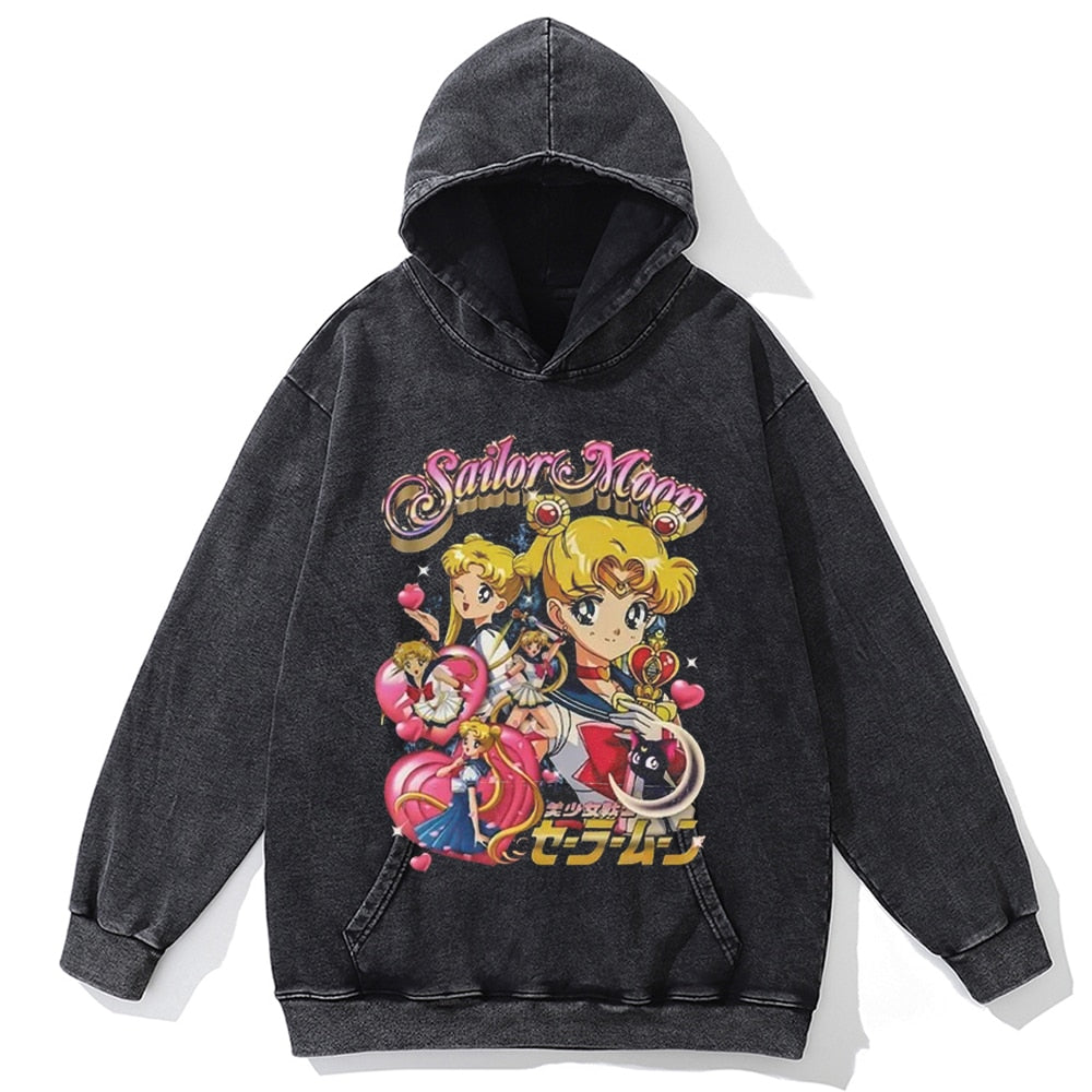 Autumn Fashion Long Sleeve Men Hoody Harajuku Sailor Moon Graphic Hoodies Sweatshirt Oversized Vintage Pullover Anime Hoodie