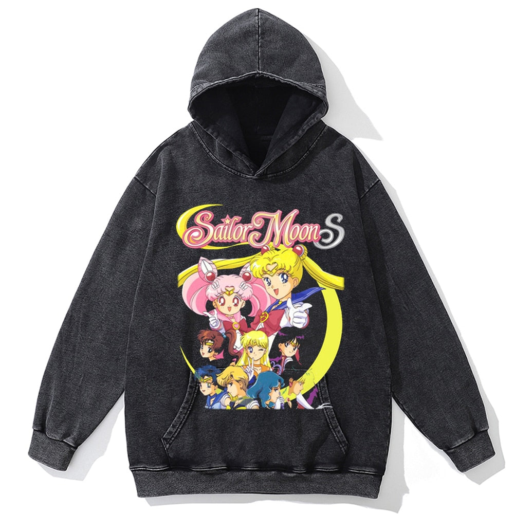 Autumn Fashion Long Sleeve Men Hoody Harajuku Sailor Moon Graphic Hoodies Sweatshirt Oversized Vintage Pullover Anime Hoodie