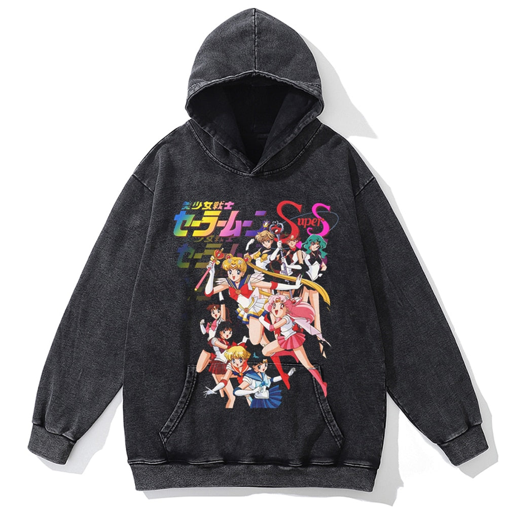 Autumn Fashion Long Sleeve Men Hoody Harajuku Sailor Moon Graphic Hoodies Sweatshirt Oversized Vintage Pullover Anime Hoodie