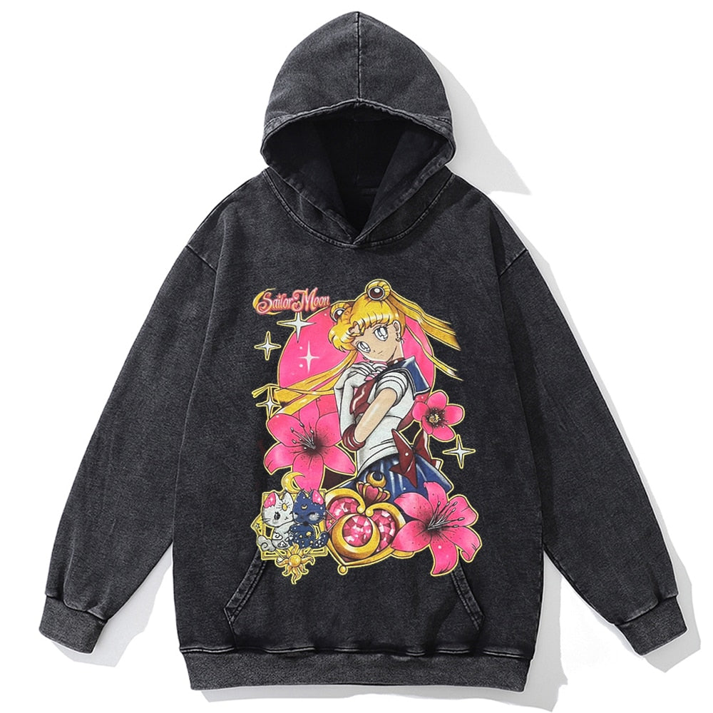 Autumn Fashion Long Sleeve Men Hoody Harajuku Sailor Moon Graphic Hoodies Sweatshirt Oversized Vintage Pullover Anime Hoodie