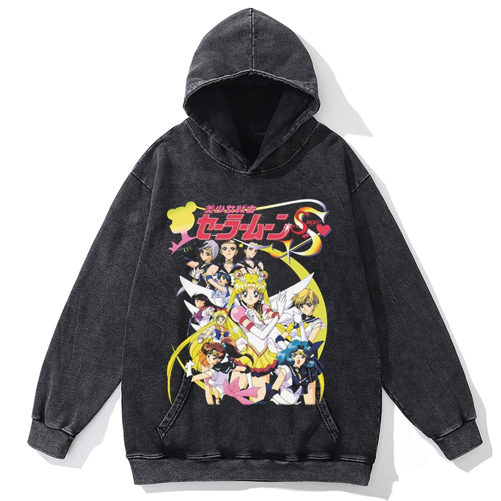 Autumn Fashion Long Sleeve Men Hoody Harajuku Sailor Moon Graphic Hoodies Sweatshirt Oversized Vintage Pullover Anime Hoodie